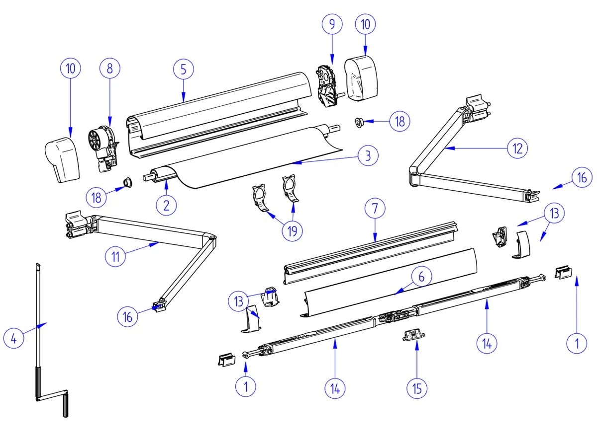 Thule Omnistor Binnenkap & Opdraaimechanisme Links 5102 3 Thule Omnistor Binnenkap & Opdraaimechanisme Links 5102