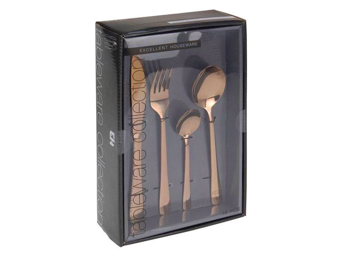 Excellent Houseware Koper 16-delige Bestekset 4 Excellent Houseware Koper 16-delige Bestekset - Afbeelding 2